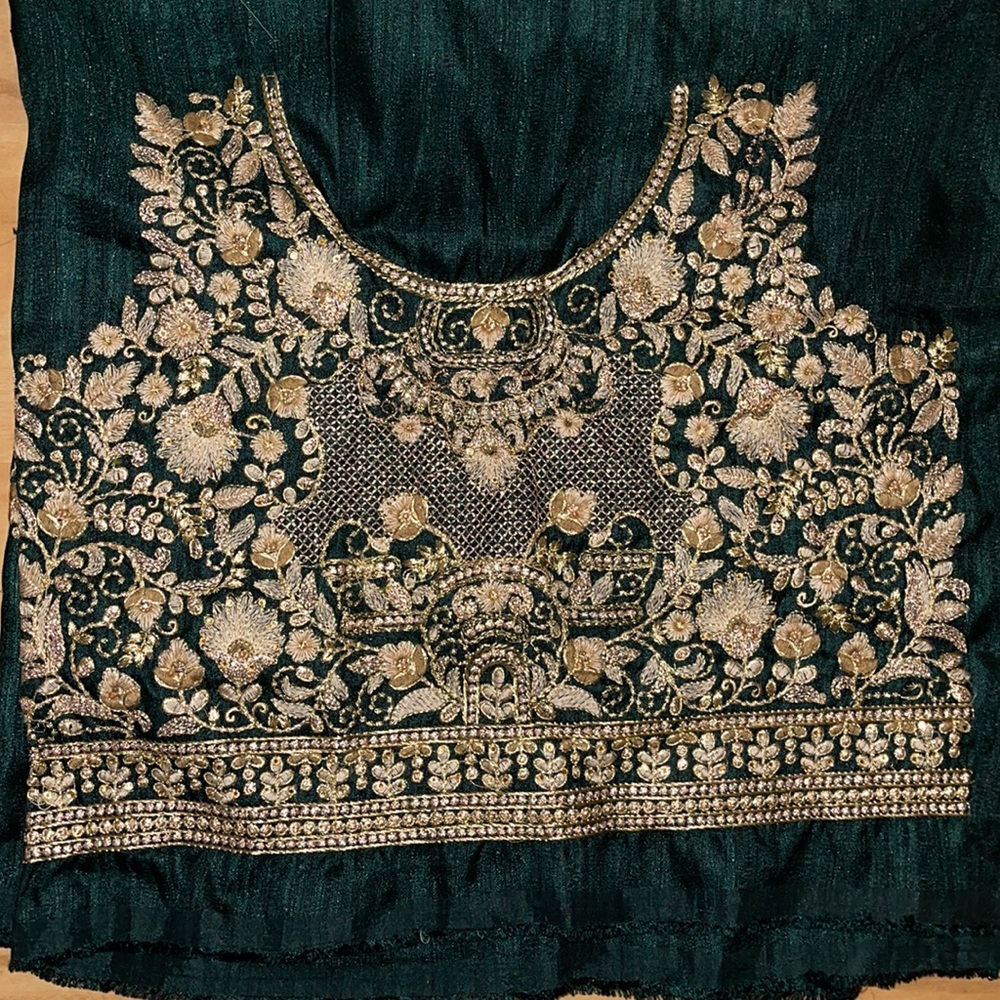 Emerald bridal unstitched blouse piece